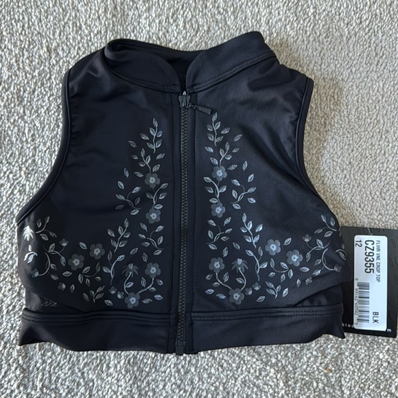 BLOCH Flower Vine Zip Front Crop Top - Picture 3 of 4